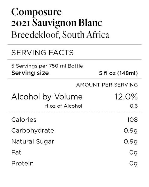 Composure 2021 Sauvignon Blanc Breedekloof, South Africa