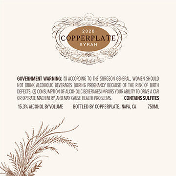 Copperplate 2020 Syrah Sonoma County, California