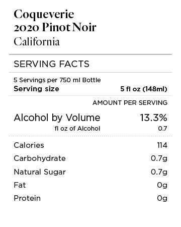 Coqueverie 2020 Pinot Noir, California