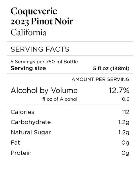 Coqueverie 2023 Pinot Noir, California