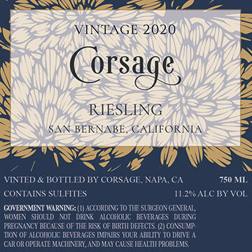 Corsage 2020 Sweet Aromatic Riesling San Bernabe, California