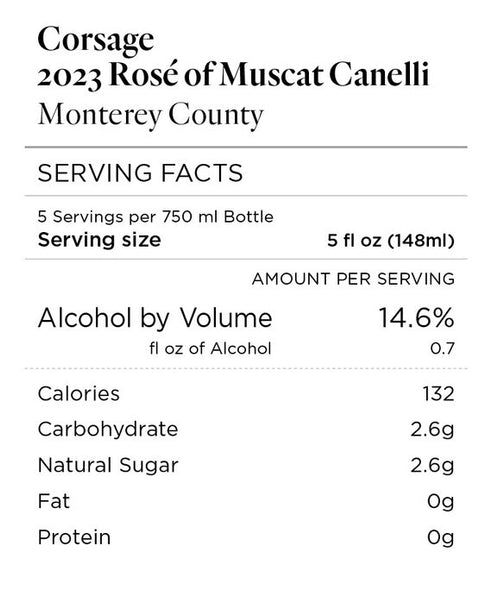 Corsage 2023 Rosé of Muscat Canelli Monterey County, California