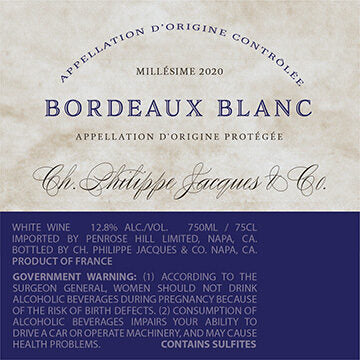 Ch. Philippe Jacques & Co. 2020 Bordeaux Blanc Bordeaux AOP, France
