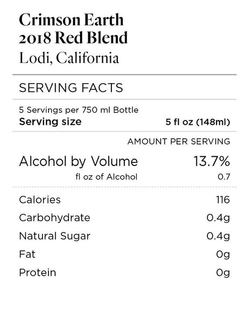 Crimson Earth 2018 Red Blend Lodi, California