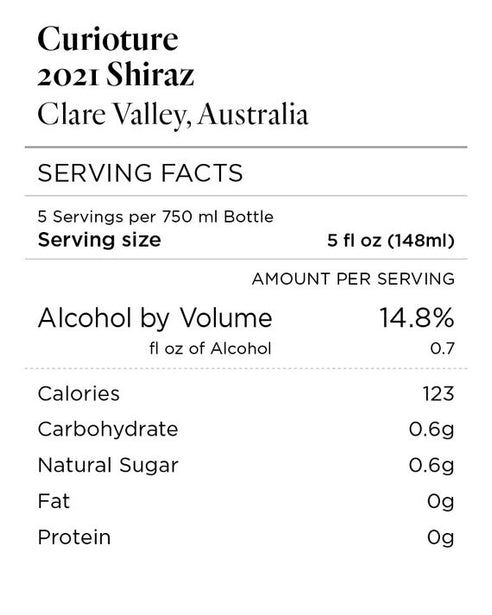 Curioture 2021 Shiraz Clare Valley, Australia