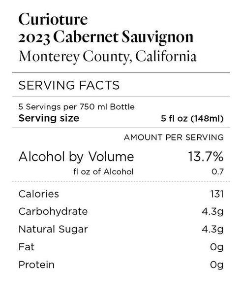 Curioture 2023 Cabernet Sauvignon Monterey County, California