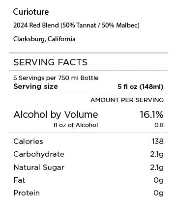 Curioture Tannat Malbec Serving Facts