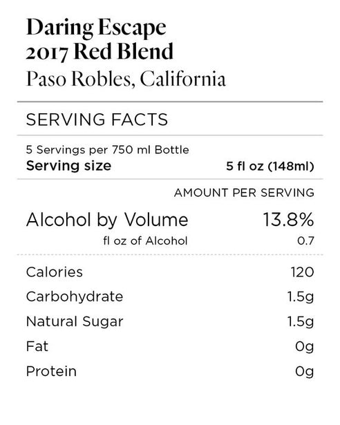 Daring Escape 2017 Red Blend Paso Robles, California