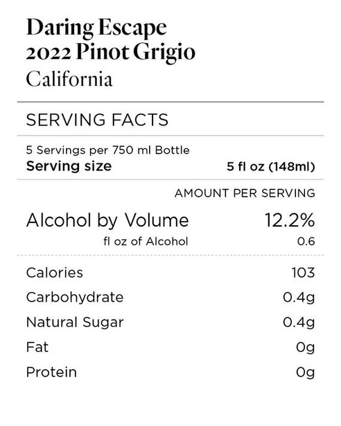 Daring Escape 2022 Pinot Grigio, California