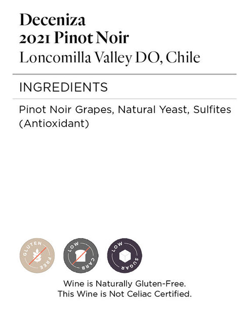 Deceniza 2021 Pinot Noir Loncomilla Valley DO, Chile