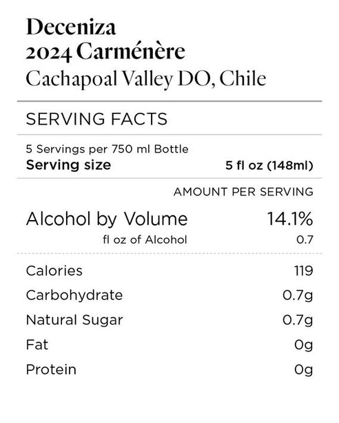 Deceniza 2024 Carménère Cachapoal Valley DO, Chile