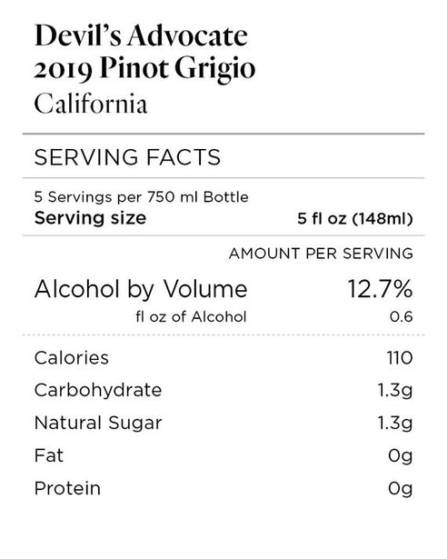 Devil's Advocate 2019 Pinot Grigio, California
