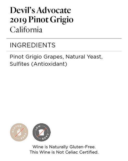 Devil's Advocate 2019 Pinot Grigio, California