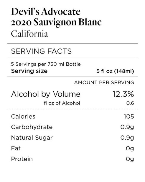 Devil's Advocate 2020 Sauvignon Blanc, California