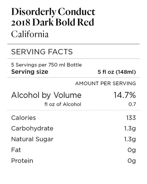 Disorderly Conduct 2018 Dark Bold Red California