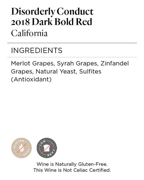 Disorderly Conduct 2018 Dark Bold Red California