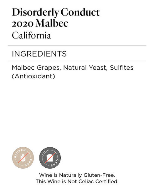 Disorderly Conduct 2020 Mischievous Malbec California
