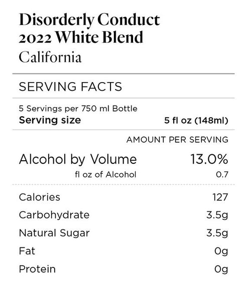 Disorderly Conduct 2022 White Blend, California