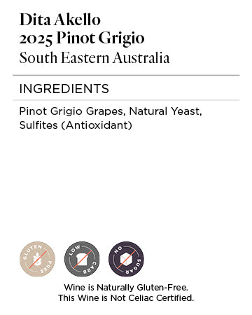 Dita Akello 2025 Pinot Grigio Nutrition