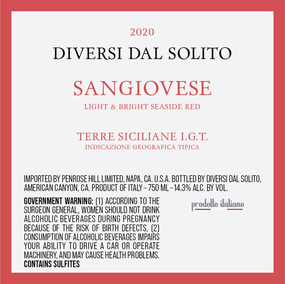 Diversi dal Solito 2020 Sangiovese Terre Siciliane IGT, Italy