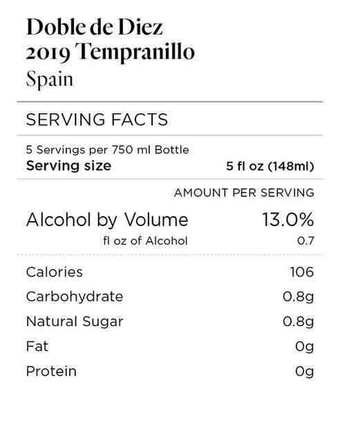 Doble de Diez 2019 Tempranillo Spain
