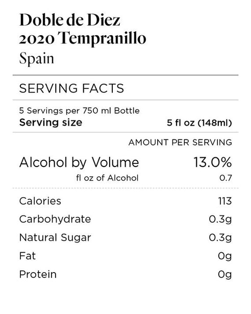 Doble de Diez 2020 Tempranillo, Spain