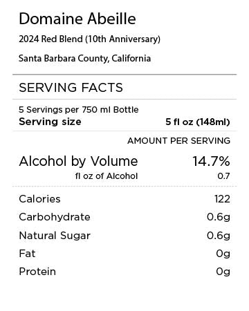 Domaine Abeille Red Blend Serving Facts