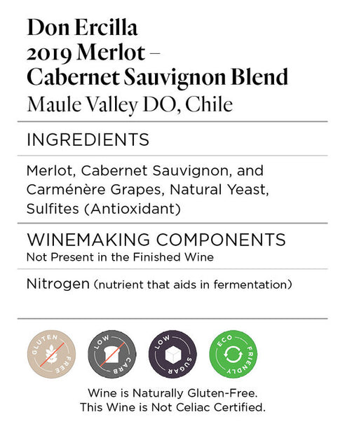 Don Ercilla 2019 Merlot – Cabernet – Carménère Maule Valley DO, Chile