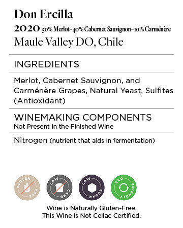 Don Ercilla 2020 Merlot – Cabernet – Carménère Maule Valley DO, Chile
