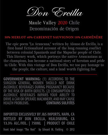 Don Ercilla 2020 Merlot – Cabernet – Carménère Maule Valley DO, Chile