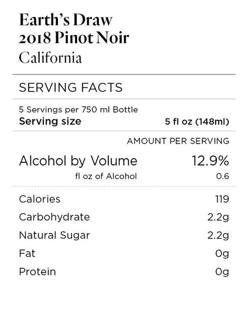 Earth's Draw 2018 Pinot Noir California