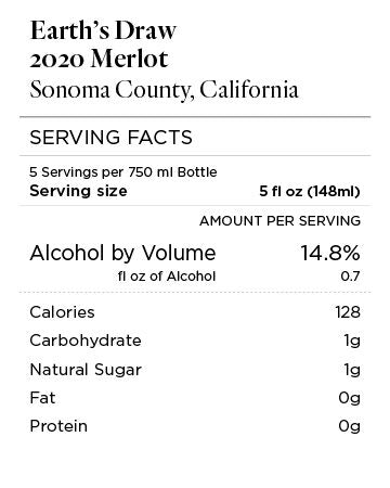 Earth's Draw 2020 Merlot Sonoma County, California