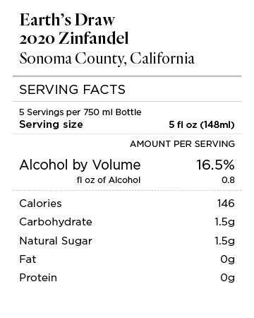 Earth's Draw 2020 Zinfandel Sonoma County, California
