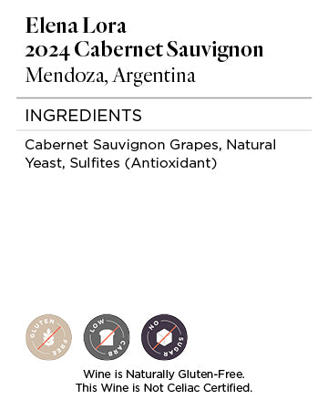 Elena Lora 2024 Cabernet Sauvignon Ingredients