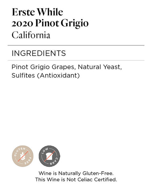 Erste While 2020 Pinot Grigio California