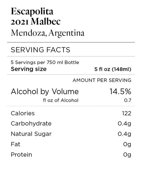 Escapolita 2021 Malbec Mendoza, Argentina