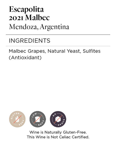 Escapolita 2021 Malbec Mendoza, Argentina
