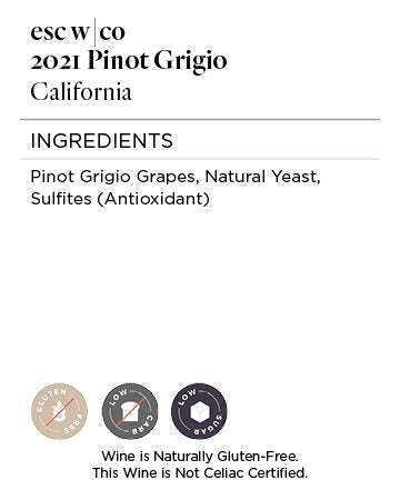 esc w|co 2021 Pinot Grigio, California