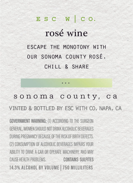 esc w|co NV Rosé Sonoma County, California