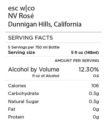 esc w/co Rose nutritional information