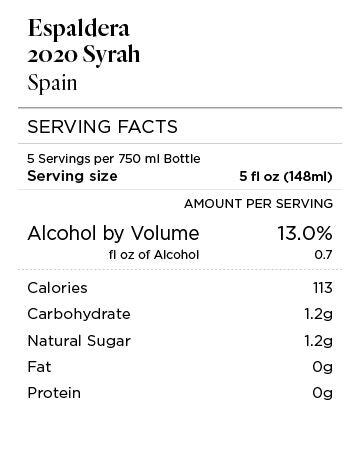 Espaldera 2020 Syrah, Spain