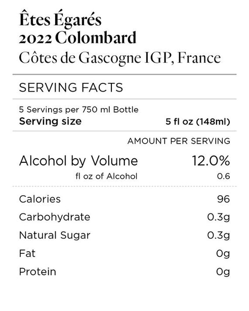 Êtes Égarés 2022 Colombard Côtes de Gascogne IGP, France