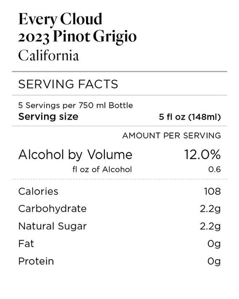 Every Cloud 2023 Pinot Grigio, California