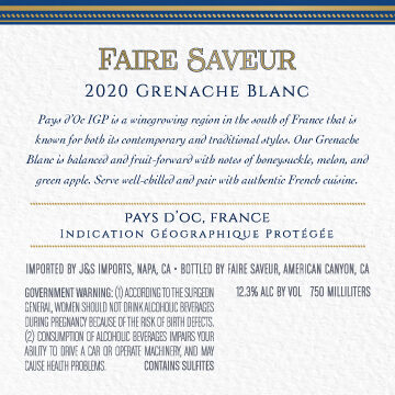 Faire Saveur 2020 Grenache Blanc Pays d'Oc IGP, France