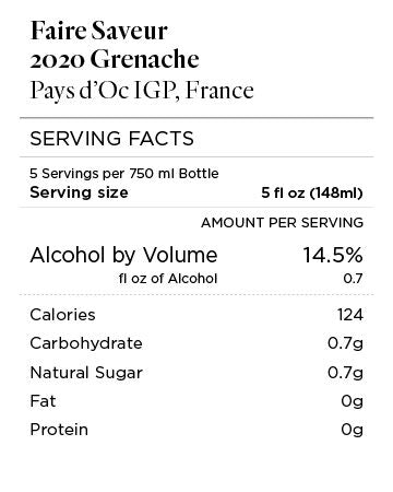 Faire Saveur 2020 Grenache Pays d'Oc IGP, France