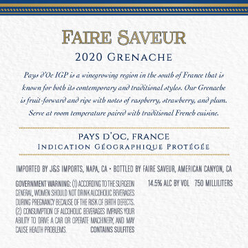 Faire Saveur 2020 Grenache Pays d'Oc IGP, France