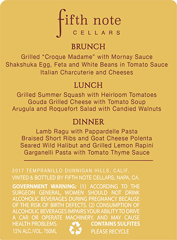 Fifth Note Cellars 2017 Tempranillo Dunnigan Hills, California