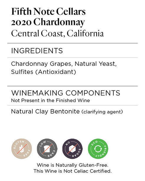 Fifth Note Cellars 2020 Chardonnay Central Coast, California