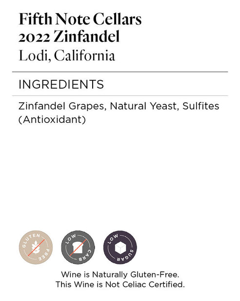 Fifth Note Cellars 2022 Zinfandel Lodi, California