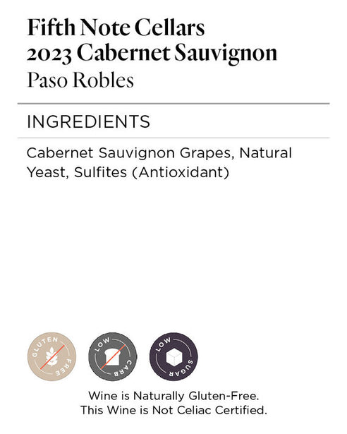 Fifth Note Cellars 2023 Cabernet Sauvignon, Paso Robles